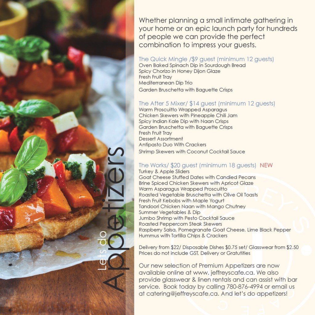 Mixer Menu Jeffrey's Cafe & Catering Co Grande Prairie, AB
